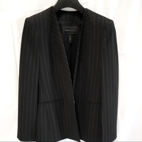 BCBG MaxAzria Black Cape Blazer with Pinstripes - Picture 2 of 4
